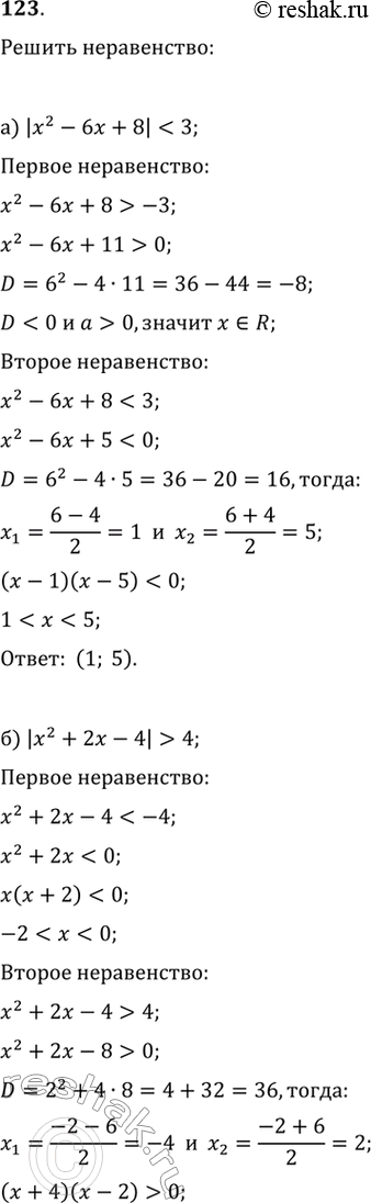Изображение 123.а) |x^2-6x+8|4  в)...