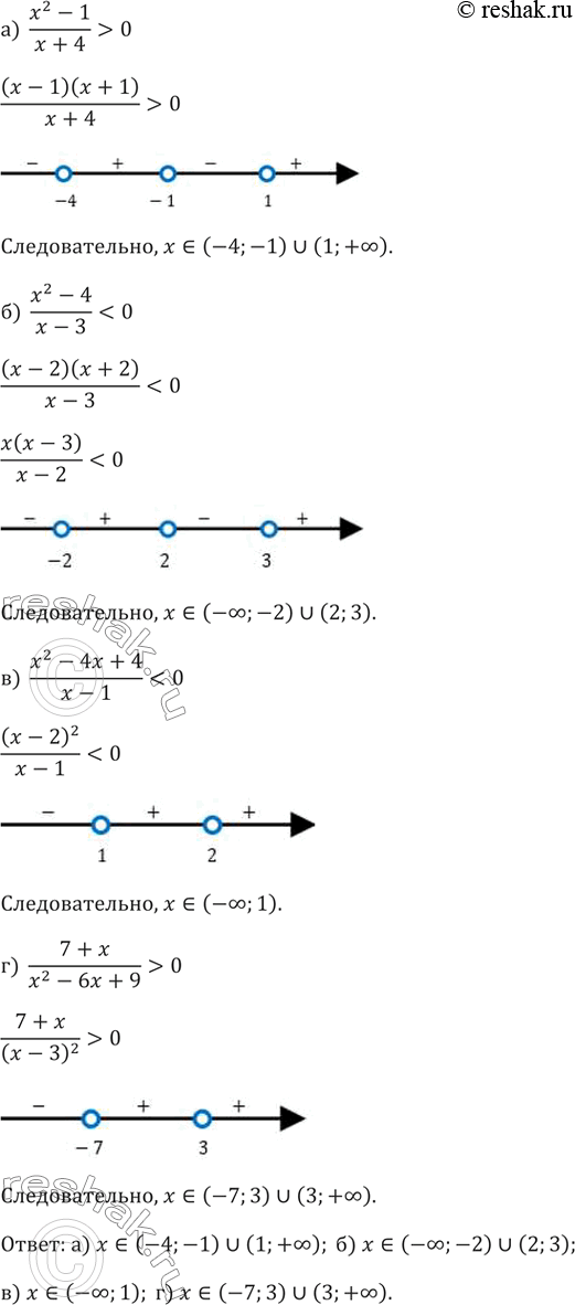 Изображение 148.а)  (x^2-1)/(x+4)>0 б) ...